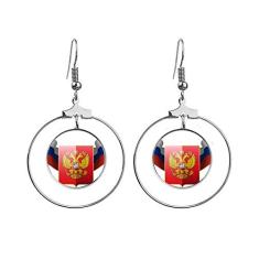 Brincos de argola com emblema nacional da Rússia com argola pendente