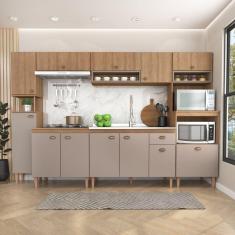 Cozinha Modulada Marti sem Tampo 6 Peças Mel/Cinza