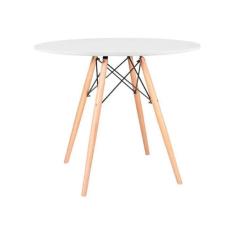Mesa de Jantar Eiffel Redondo Tampo de Madeira 110cm Branco Branca