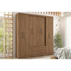 Guarda Roupa 8 Portas e 4 Gavetas c/ Pés Nápoles Jatobá - Santos Andir