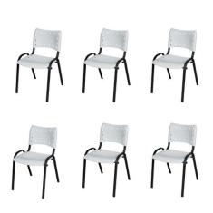 Kit 6 Cadeiras Iso Fixa Tubular Igreja Escritório Sorveteria Empilháve