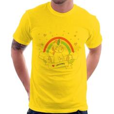 Camiseta Unicórnio Arco Íris - Foca na Moda, Amarelo, G