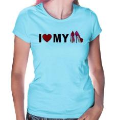 Baby Look I Love My Shoes - Foca na Moda, Azul bebê, M