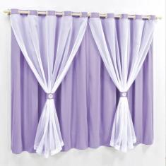 Cortina 3 Mts Sala Quarto Malha com Voal Trilho Suisso Baratissima Lil