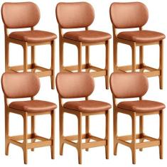 Kit 06 Banquetas Baixa Bar Cozinha E Sala De Jantar Fixa Betta L02 Imb
