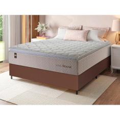 Conjunto Cama Box Marrom c/ Molas Ensacadas Roma Bege Casal 138x188x71