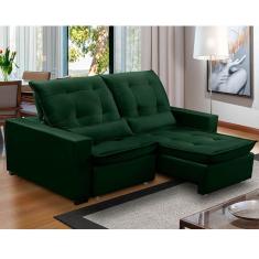 Sofa Retratil Reclinavel 2 Lugares 2,30m Atlantis Veludo Verde Lansofbr