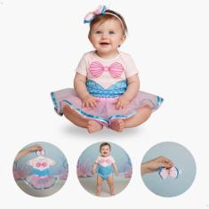 Body Pequena Fantasia Sereia de Bebe Lacinho Sainha Faixa - KIDSBEHAPP