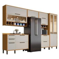 Cozinha Completa 100% Mdf 6 Peças 12 Portas 4 Gavetas e Vidro 354cm Vi