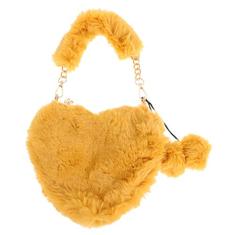 bolsa de ombro de sintética, bolsa de mão fofa em forma de coração, bolsa de mão para mulheres, Amarelo, 23X20X3CM