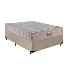 Cama Box + Colchão Viúva Molas Ensacadas Airtech 128cm Bege - Suporta até 150 Kg Por Pessoa