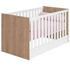 Berço Americano 100 Doce Sonho Carvalho Rústico TOQ/Branco - Qmovi