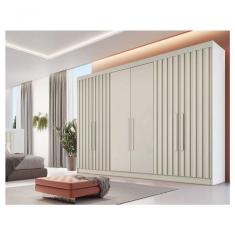 Guarda-roupa Casal 6 Portas 6 Gavetas Móveis Europa Ripado Potente Off White