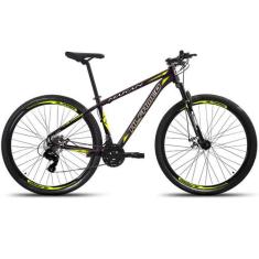 Bicicleta Aro 29 Alfameq Makan 24 Marchas Freio a Disco, Preto, Amarel