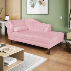 Recamier Diana 185cm Lado Direito Suede Rosa Bebê - ADJ Decor