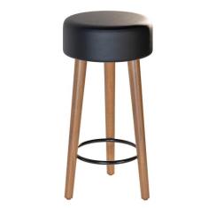 Banqueta Baixa Cozinha Paris Estofada D-33 com Pés de Madeira Rosqueáv