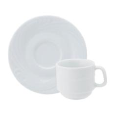 Xicara Chá Com Pires 200ml Porcelana Schmidt - Mod. Waves 100