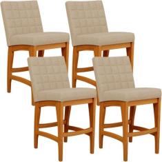 Kit 04 Banquetas Baixa Cozinha Bancada Bar Sala Jantar Fixa Mila L02 L