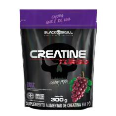 Creatine Turbo BlackSkull - Creatina Monohidratada em pó, com carboidrato para melhor absorção e performance (300g Refil, Uva)