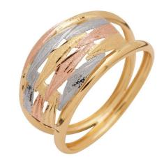 Anel Ouro 18k Tricolor Feminino Mattone - Meu Anel, 16