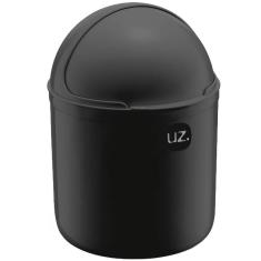 Lixeira Plastica De Cozinha Pia com Tampa Capacete e Abertura Frontal 4 litros UZ Preta