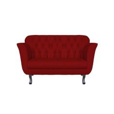 Namoradeira Decorativa Dália Suede Vermelho 2 Lugares Pés Madeira Ms Decor