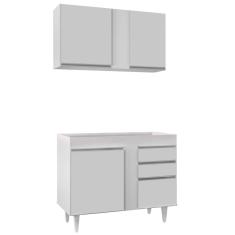 Armário Aéreo Indiana e Balcão Para Pia 100cm Luziania Branco - Lumil