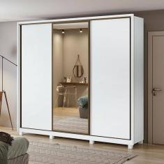 Guarda Roupa Casal Ambiente Spazio 270 Branco Brilho com Espelho e Pés - Lopas