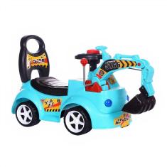 Caminhão retroescavadeira Ride-on Walker com luzes e som para crianças 1-