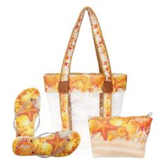 Kit Feminino Praia Transparente Estrela Do Mar Bolsa Chinelo Necessaire Magicc Bolsas KIT-221