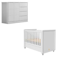 Berço Americano Tutto New E Cômoda Infantil Eloá Branco Acetinado – Phoenix Baby