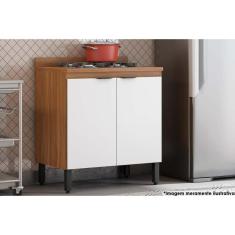 Balcão De Cozinha Firenze 2 Portas 80cm Amendola/branco - Demóbile