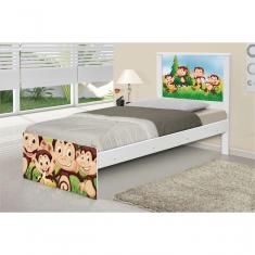 Cama Solteiro Safari Macaquinhos Com Colchão