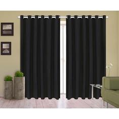 Cortina Corta Luz 4,00m X 2,80m 100% Blackout PVC Preta Para Sala Ou Quarto Para Varão Simples