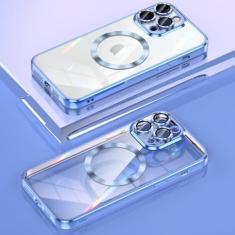 Capa magnética de tpu macio revestida de carga sem fio para iphone 14 plus 13 12 11 pro max proteção de lente capa de filme de vidro, azul, para iphone 12 pro