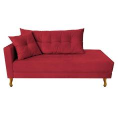 Recamier Azura 140cm Com Almofada Lado Direito Suede Cor Vermelho
