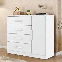 Cômoda Sapateira 4 Gavetas 1 Porta Genova Plus Zanzini Branco - ZANZIN