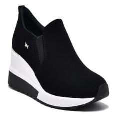 Tênis Feminino Via Marte Salto Anabela Slip On Nobuck-Feminino