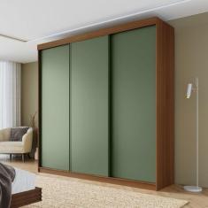 Guarda-roupa Casal 3 Portas de Correr Lisas Samambaia Cabecasa Madeira