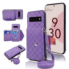 Capa carteira compatível com Google Pixel 6 com alça de ombro transversal e suporte de couro para cartão de crédito com compartimento para cordão acessórios para celular para Pixel6 Pixle Seis