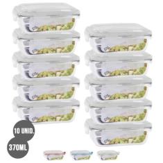 Conjunto Jogo 10 Potes 370ml Hermético Vidro Tampa 4 travas - Casa Lin