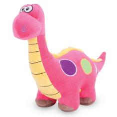 Dinossauro de Pelúcia Rosa com Bolinhas 30 cm Antialérgico