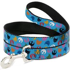 Buckle-Down Coleira para animais de estimação Star Wars, coleira para cães, Ordem Jedi Star Wars e ícones da Aliança Rebelde dispersos, 1,0 m de comprimento, 2,5 cm de largura