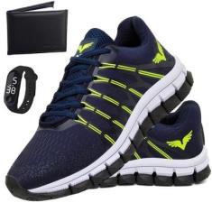 Tenis Masculino Kit Carteira + Relogio Sapato Esportivo Veloz-Masculino