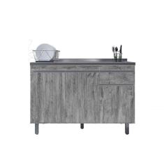 Balcão Gabinete De Pia Sem Tampo 120cm 3 Portas Pop - Nathan Móveis Cor Rustico