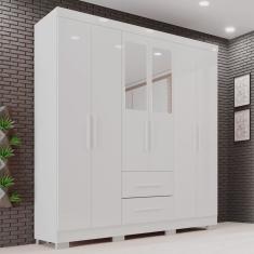 Guarda-roupa Casal com Espelho 6 Portas 2 Gavetas Estrela Premium
