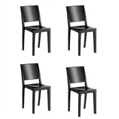Conjunto 4 Cadeiras Cristal Uz Kappesberg Preto