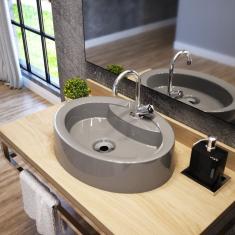 Kit Cuba Ov43 Com Torneira C50 E Válvula 1 Polegada Abs E Sifão Pvc E Flexível Compace Cinza