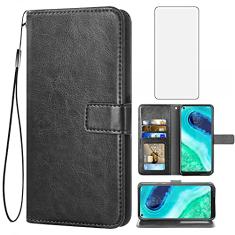 Asuwish Capa carteira compatível com Moto G Fast 2020, protetor de tela de vidro temperado e capa flip de couro, suporte para cartão, acessórios de celular, capas para celular para Motorola GFast
