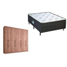Cama Box Conjugado Casal Union Ortobom + Guarda Roupa Master Vip 8.4 A